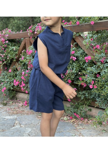 Çift Kat Müslin Kumaş Sıfır Kollu Yazlık Çocuk T-Shirt ve Şort Takım indirimleri