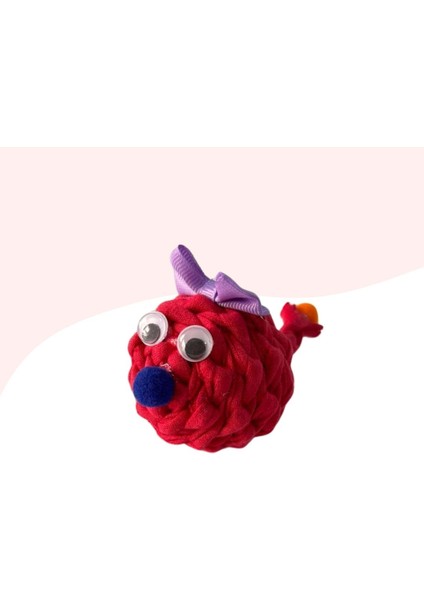 Çıngıraklı Örme Kedi Oyuncağı 9cm Kırmızı