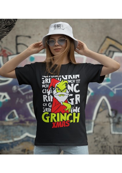 'grinch - Xmass‘ Baskılı 'regular-Fit' Unisex Tişört