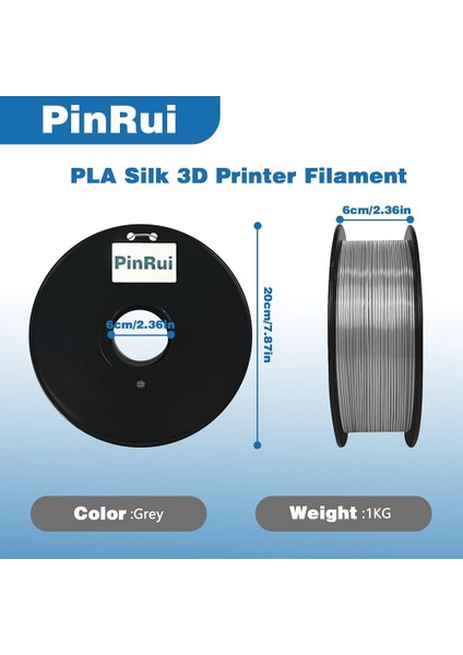 1.75 mm Gri Pla Pro Plus+ Max 3D Yazıcı Filament 1kg