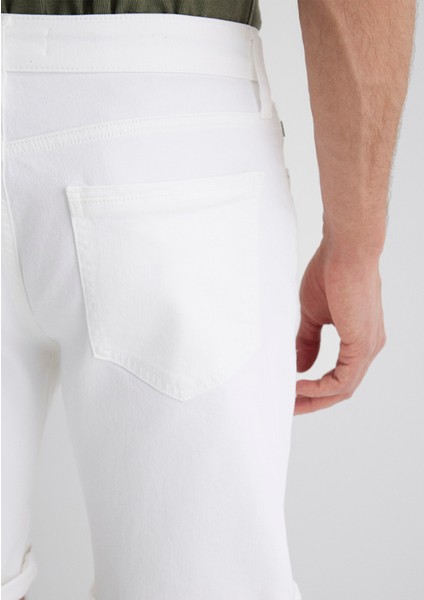 Brian Beyaz Comfort Jean Şort 0418423856