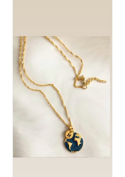 Dünya M Harfli Gold Kolye