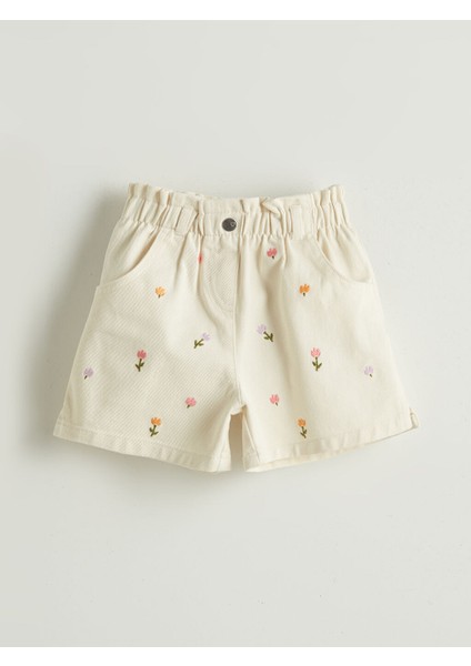Yeni Sezon Cicekli Gabardin Kiz Cocuk Sort - S54356Z1