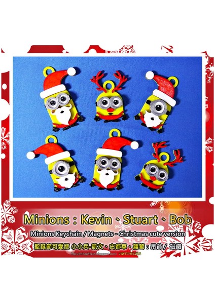 Minyonlar Keychain / Mıknatıslar -Kristmas Sevimli Versiyon (Plastik Aparattır!!!) 3D modelleri