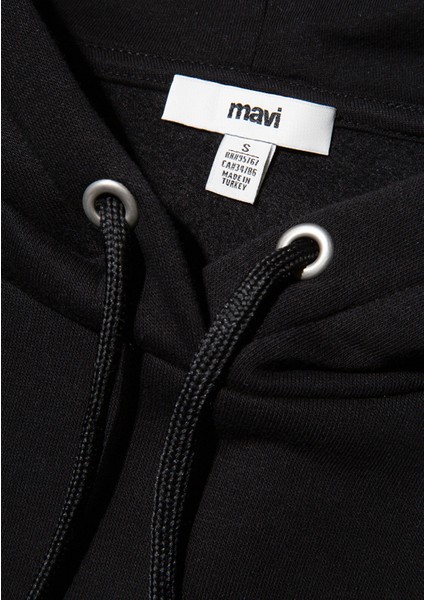 Mavi Logo Baskılı Kapüşonlu Siyah Sweatshirt 168334-900