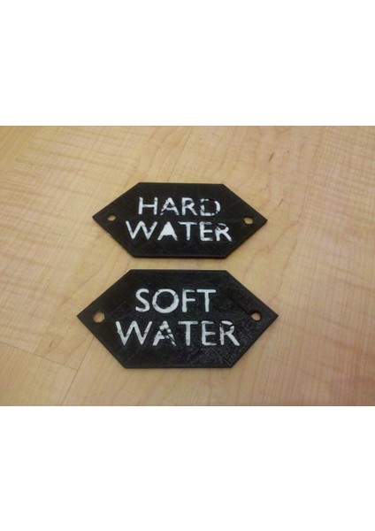 Sert ve Yumuşak Su Musluklarını Etiketlemek Için Işaretler (Plastik Aparattır!!!) 3D