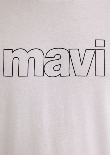 Mavi Logo Baskılı Beyaz Tişört 065781-620