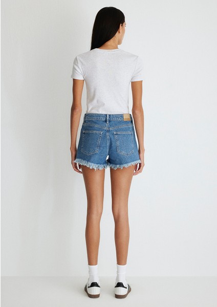 Rosie 90lar Koyu Mavi Jean Şort 1447433874
