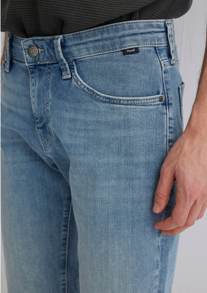 Nicholas Mavi Premium Puslu Açık MaviJean Şort 0416028720