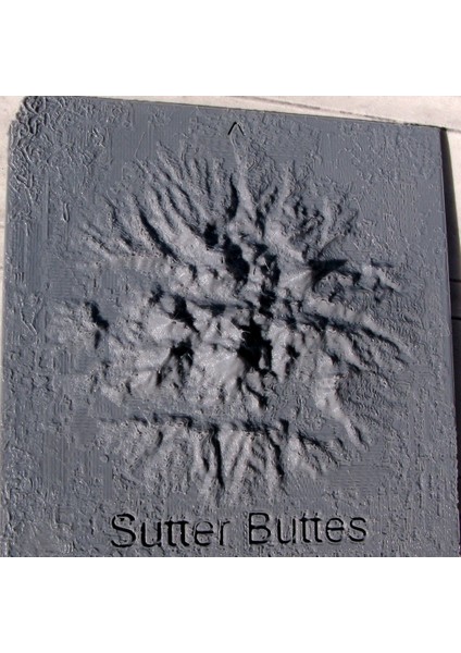 Sutter Buttes'in Kabartma Haritası (Sadece Plastik Aparattır!!!) 3D