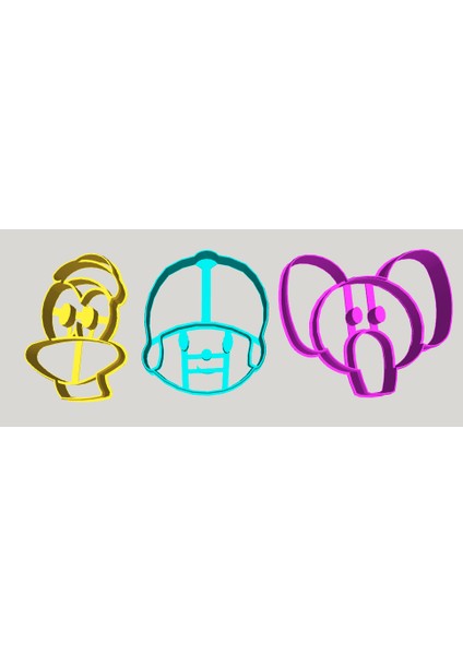Cookiecutter - Pocoyo, Pato Y Elly (Sadece Plastik Aparattır!!!) 3D
