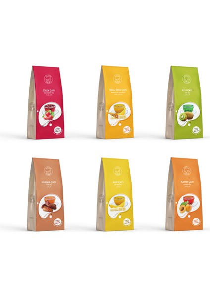 Meyve Taneli Çaylar Yeni Seri Kampanya (Çilek, Muz, Ballı Muz, Hurma, Kivi, Kayısı) 6 x 250 gr
