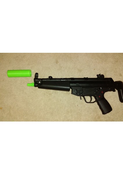 Airsoft Mp5 Dişli Flash Hider, Bastırıcı ile (Plastik Aparattır!!!) 3D