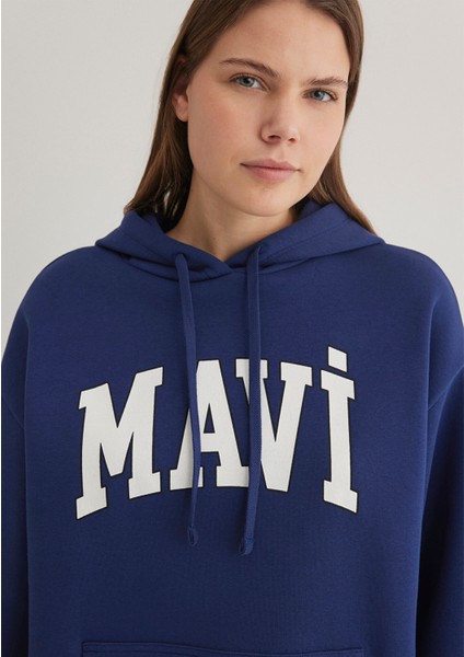Mavi Logo Baskılı Kapüşonlu Lacivert Sweatshirt 1600361-70722