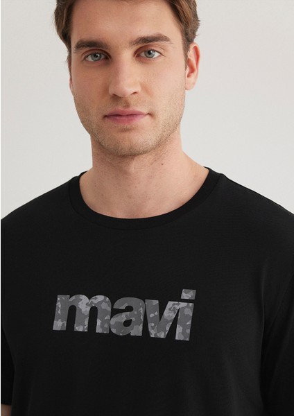 Mavi Logo Baskılı Siyah Tişört 0611039-900