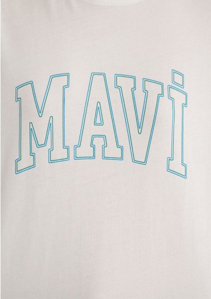 Mavi Logo Baskılı Beyaz Tişört 1611193-81964