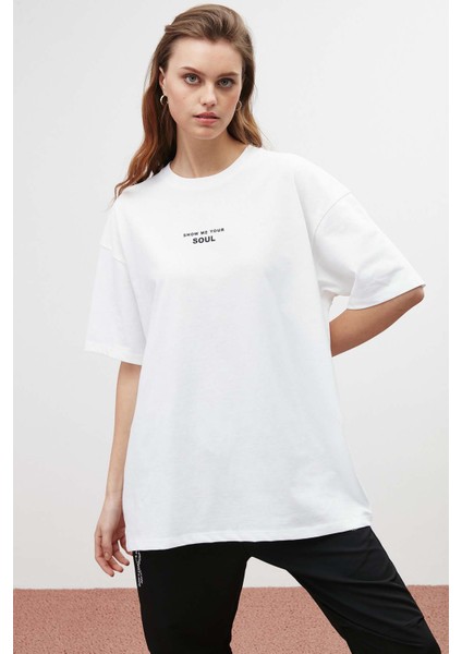 Soul Oversize Beyaz T-Shirt fırsatları