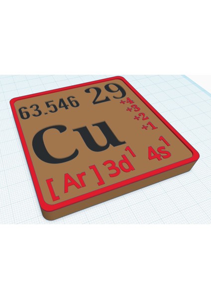 Coaster - Elementlerin Periyodik Tablosu: Bakır (Sadece Plastik Aparattır!!!) 3D