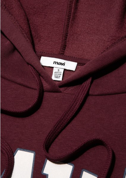 Mavi Logo Baskılı Kapüşonlu Bordo Sweatshirt 1600361-85493