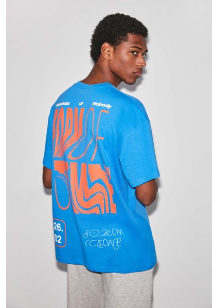 Nobody Oversize Mavi T-Shirt