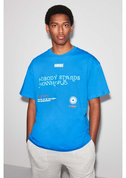 Nobody Oversize Mavi T-Shirt modelleri