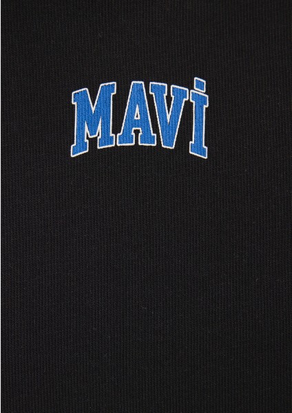 Mavi Logo Baskılı Siyah Crop Tişört 1611585-900