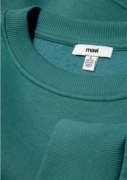 Mavi Logo Baskılı Yeşil Crop Sweatshirt 1611601-71874