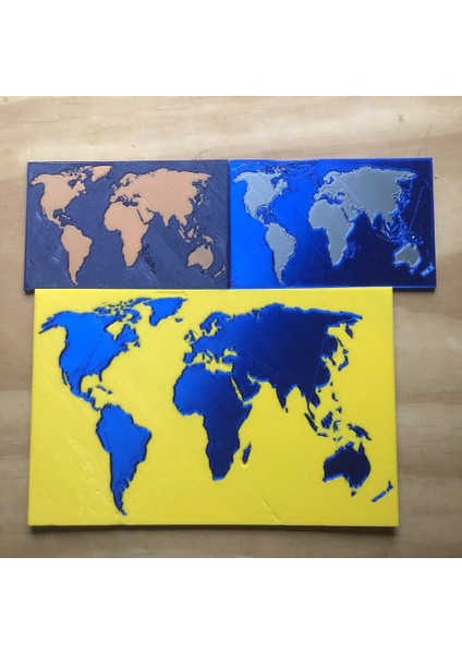 2 Renk 1 Ekstrüder Dünya Haritası (Sadece Plastik Aparattır!!!) 3D