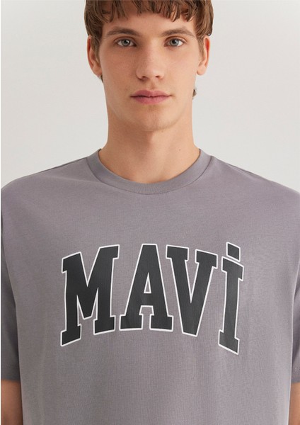 Mavi Logo Baskılı Gri Tişört 0611711-83747