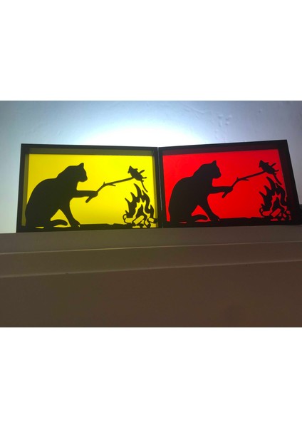 Bir Siluet Gölge Kutusunda Kedi Ateş Şablonu (Sadece Plastik Aparattır!!!) 3D fiyatları