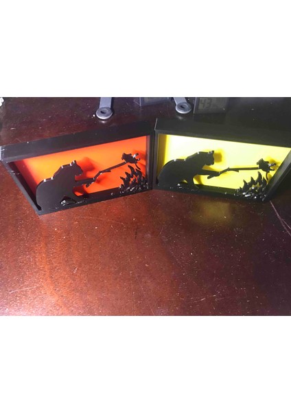 Bir Siluet Gölge Kutusunda Kedi Ateş Şablonu (Sadece Plastik Aparattır!!!) 3D fırsatları