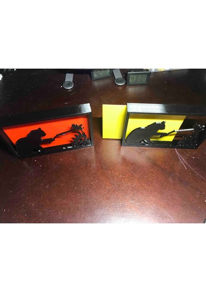 Bir Siluet Gölge Kutusunda Kedi Ateş Şablonu (Sadece Plastik Aparattır!!!) 3D indirimleri