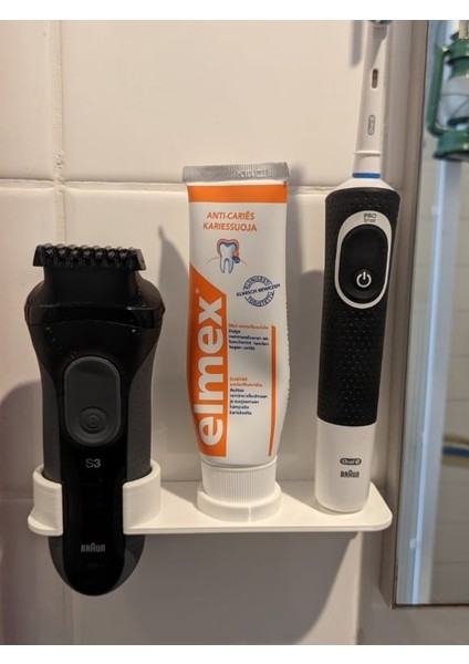 Braun Oral-B Elektrikli Diş Fırçası, Macun ve Tıraş Makinesi Tutucu Montajı (Sadece Plastik Aparattır!!!) 3D indirimleri