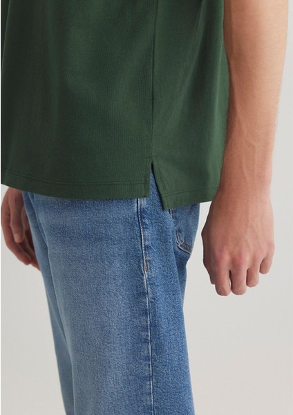 Cep Detaylı Yeşil Basic Tişört 066248-81570