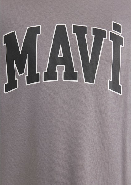 Mavi Logo Baskılı Gri Tişört 0611711-83747