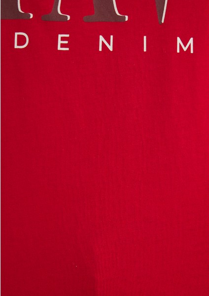 Mavi Logo Baskılı Kırmızı Tişört 1611990-70463