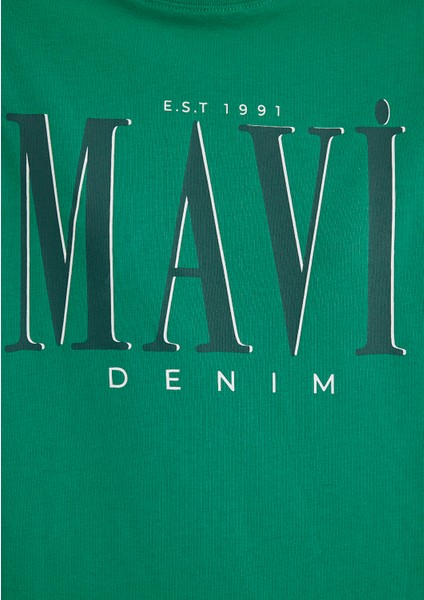 Mavi Logo Baskılı Yeşil Tişört 1611990-71877