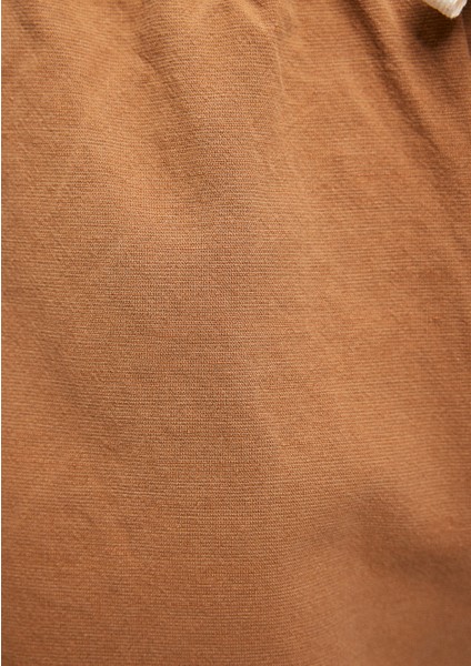 Keten Karışımlı Kahverengi Şort 0410134-82337