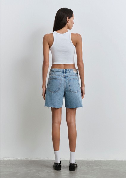 Lidia Real Blue Vintage Indigo Mavisi Jean Şort 1410145-87088