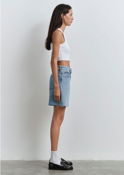 Lidia Real Blue Vintage Indigo Mavisi Jean Şort 1410145-87088