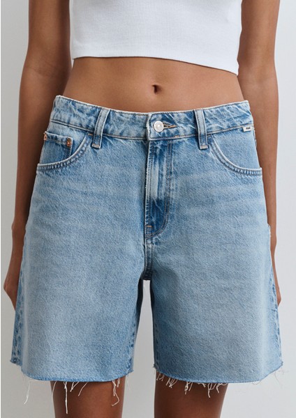 Lidia Real Blue Vintage Indigo Mavisi Jean Şort 1410145-87088