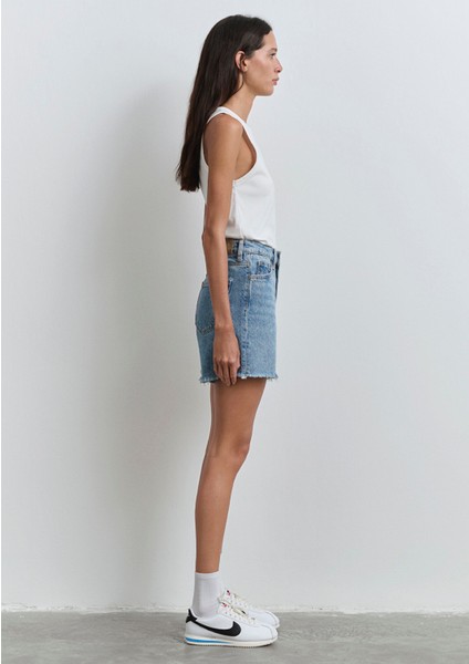 Millie 90lar İndigo Mavisi Jean Şort 1458987073