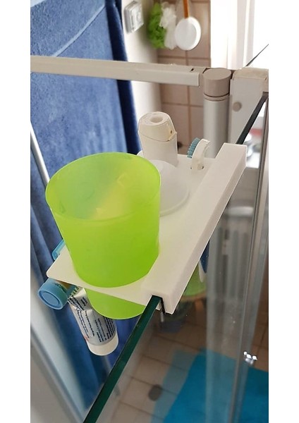 Cam Durak Duvar Duş Caddy Rafı (Sadece Plastik Aparattır!!!) 3D