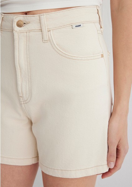 Verna Mavi Premium Krem Jean Şort 1410059-87082