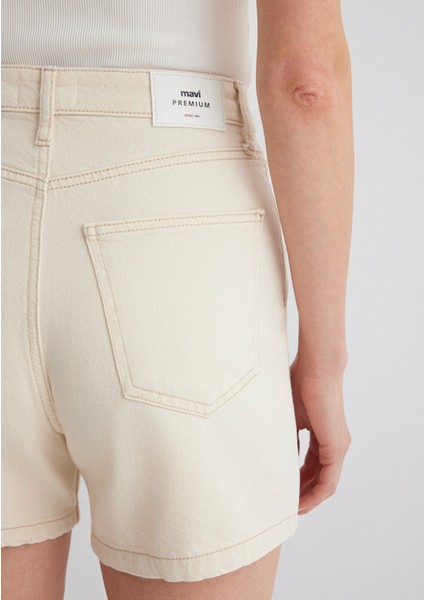 Verna Mavi Premium Krem Jean Şort 1410059-87082