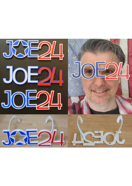 JOE24 Joe Biden Destekçi Gözlükleri ve Buzdolabı Mıknatıs (Sadece Plastik Aparattır!!!) 3D