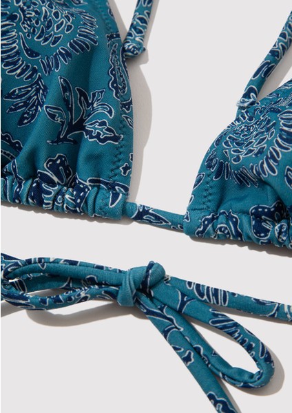 Desenli Mavi Üçgen Bikini Üstü 1912591-71463