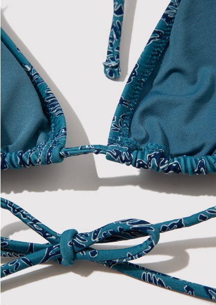 Desenli Mavi Üçgen Bikini Üstü 1912591-71463