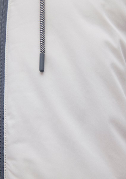 Kapüşonlu Açık Gri Şişme Mont 0110352-70080