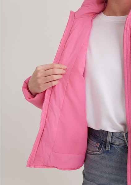 Dik Yaka Pembe Şişme Mont 1110260-86413